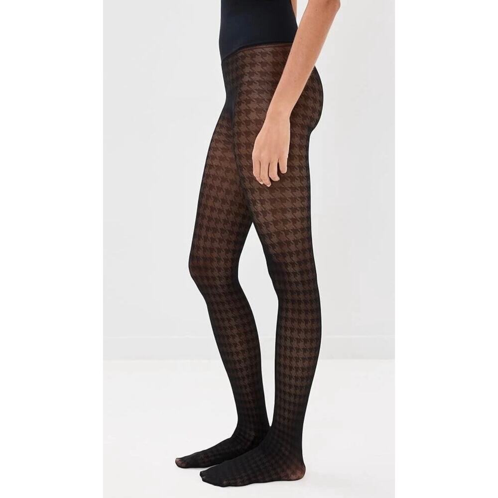Commando Houndstooth Sheer black Tights HF039 - Small Size,